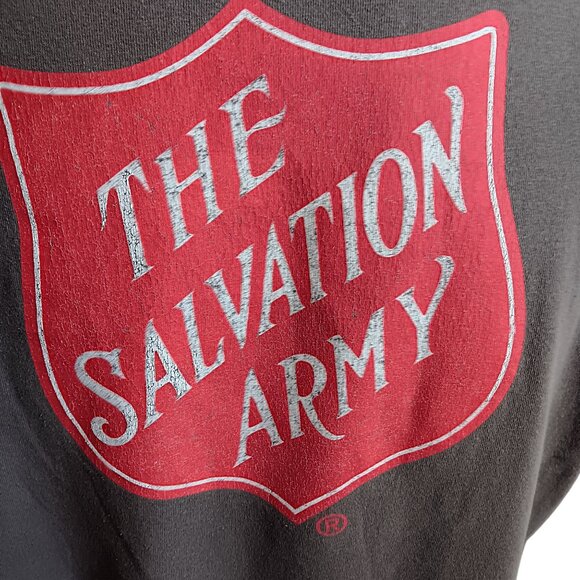 XL Vtg Y2K T-shirt The Salvation Army Gray Gildan Ultra Cotton Logo Front & Back - Picture 4 of 5